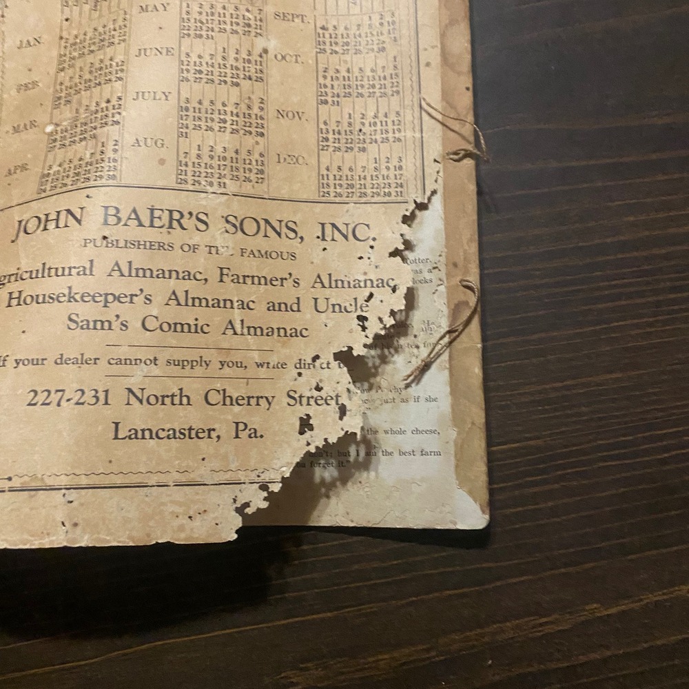 9 Antique Agricultural Almanacs 1920-1922 1924-1929 John Baer's Sons Lancaster - Picture 6 of 16